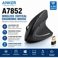 ANKER A7852 Wireless Vertical Ergonomic Optical Mouse 2.4G USB Receiver 1600 DPI 6 Button Right Hand