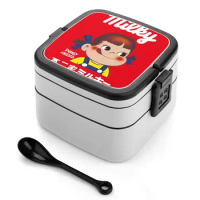 Milky Peko-Chan Double Layer Bento Box Portable Lunch Box For Kids School Cute Milky Fujiya Peko Japan Japanese Candy Milk
