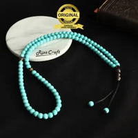 Kalung Tasbih Pria Wanita Batu emas Pirus Persia ASLI Mesir Alam Akik Kristal