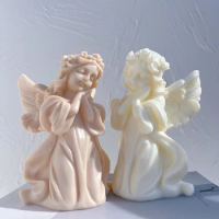 Prayer Angel Figurine Silicone Mold Art Sculpture Soy Wax Candle Mould Cherub Praying Peace Angel Statue Gardening Crafts
