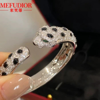 925 Sterling Silver Bracelet For Women Moissanite Full Diamonds Panthere Leopard Bangle Wedding Party Customized Jewellry Gifts