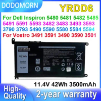 DODOMORN YRDD6 Laptop Battery For Dell Inspiron 5481 5482 5485 5491 5591 5485 5585 5480 Vostro 3491 3591 3490 3590 3501 42Wh