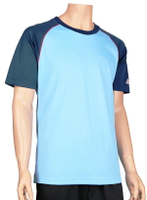 DRY-WET-TEX 多且1221S 圓領配色短袖排汗衫 淺藍[抗紫外線排汗衣,隨身型除濕機]