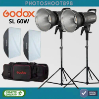 Godox SL60w, SL 60W, Paket 2 Lampu LED Lighting Podcast Studio - PKT 2LED 60X90