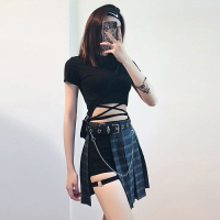 短褲腿環兩件套夏季腿環ins高腰緊身短褲女+高腰顯瘦半身裙女