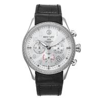 Bentley 賓利 經典真鑽三眼計時手錶-白面x黑/43mm