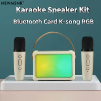 Mini Home KTV Karaoke Machine Portable Bluetooth 5.0 PA Speaker System with 1-2 Wireless Microphones Home Family Singing for Kid