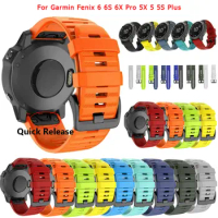 26 22 20mm Silicone Watchband for Garmin Fenix 5S 6S 6 6X Pro Plus 3HR 935 Smartwatch Wrist Strap Waterproof Easyfit