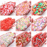 5/6mm Love Heart Polymer Clay Slices Valentine's Day Soft Clay Sprinkles for DIY Crafts Tiny Slimes Filler Cell Phone's Case 20g