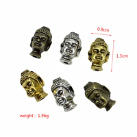 JunKang Alloy Perforated Buddha Statue Spacer Bead Buddha Head Pendant DIY Bracelet Necklace Jewelry Connector Accessories