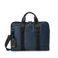 TUMI Alpha Bravo Academy Brief Bag - Tas Kerja Pria/ Tas Selempang Pria - Navy Coated Canvas
