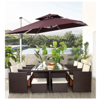 HYTZ020 Luxury Black Garden Patio Outdoor 6 Chair 10 Seater Rattan Furniture Set Outdoor Dining Table Set 8 Seater