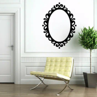 Mirror Vinyl Sticker Removable Picture Frame Oval Mirror Decoration Contempory Classic Vinyl Wall Art Mural Mirror Decal AY674