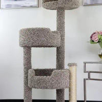 New Cat Condos Real Wood and Carpeted Cat Tree, Speckled