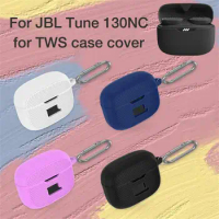 New Silicone Protective Case For JBL Tune 130NC Wireless Earphones Cover With Carabiner Protect Case For JBL Earbuds Portable