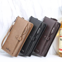 New Men Wallet Vintage Mens Clutch Bag Phone Wallet Leather Male Purse Business Mens Money Bag Luxury Man Purses Card Holder