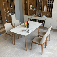 餐桌 德利豐巖板餐桌長方形飯桌家用小戶型北歐實木餐桌椅組合