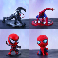 Disney Cartoon Movie Avengers Hero SpiderMan Venom Hulk Iron Man Anime Figure Car Ornament Cute Model Toy Cake Decor Accessories