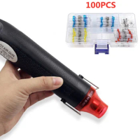 300W Electrical Mini Heat Gun Handheld Hot Air Gun with 100PCS Heat Shrink Butt for DIY Craft Embossing Shrink Wrapping PVC