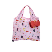 小禮堂 Hello Kitty 折疊環保購物袋附皮革收納包 (週年裝扮 50週年系列)