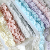 1 Meter 1.8cm wide White pink Cotton Embroidered Ruffled Lace Trim Children's Clothes Cloth Art Skirt Decoration Materials