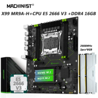 MACHINIST MR9A-H X99 Motherboard Set LGA 2011-3 Kit Xeon E5 2666 V3 CPU Processo DDR4 2*8GB 2666MHz RAM Memory Combo NVME M.2