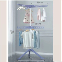 多功能衣帽架 晾衣架 簡約掛衣櫃 曬衣架【北歐藍】升級雙層七翅防風-可升降旋轉 【大】