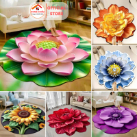 Thảm tròn decor phòng ngủ, phòng khách, họa tiết hoa in 6D - Hưng Chiếu ED03