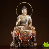48CM large Buddhism TOP figure COLOR COPPER FO ZU Shakyamuni buddha Asia Royal Shrine Protection Prosperity FENG SHUI God statue