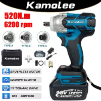 Kamolee DTW285 2 in 1 520N.m Electric Brushless Cordless Wrench 1/4inch Screwdriver Compatible with 18V Makita Battery