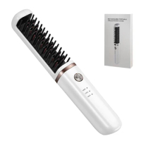 Cordless Hair Hot Air Brush Comb Salon Negative Ionic Straightener &amp; Curler