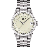 【TISSOT】T-Classic Luxury 天文台認證機械錶-銀 送行動電源 畢業禮物(T0862081126100)