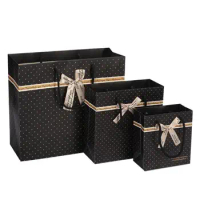 Bowknot Paper Gift Bags 3 Size Christmas Wedding Party Favor Bags Portable Shopping Bags Black Color SN1096