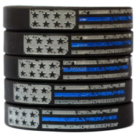 300pcs Worn Distressed Flag Blue Line Silicone Wristband Bracelet Free Shipping By DHL