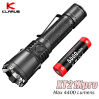 Klarus XT21X PRO Rechargeable Power Flashlight 4400LM Police Torch Lighter with 21700 Battery for Camping,Hiking,Self-defense