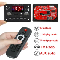 80W Amplifier MP3 WAV Decoder Board DC 7V-23V Bluetooth-Compatible 5.0 Car FM Radio Module Handsfree Call USB TF AUX with Remote