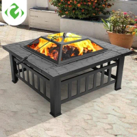 3 IN 1 Fire Pits Outdoor Heaters Steel table Charcoal fire pit Square courtyard heaters Camping grill table for family gathering
