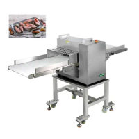 High Efficiency Conveyor Belt Pork Skin Tilapia Tuna Salmon Fresh Fish Steak Squid Ring Cutting Machine