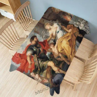Baroque Rococo Oil Painting Master Paul Rubens Bible Story Angels Christian Home Decorative Table Cover Classic Art Tablecloth