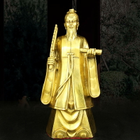 開運純銅姜子牙神像黃銅姜太公在此打神鞭釣魚擺件裝飾品