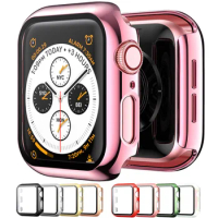 Case For Apple Watch serie 6 5 4 3 SE 44mm 40mm 42mm 38mm Accessories Plated bumper+Tempered glass Screen Protector iWatch cover