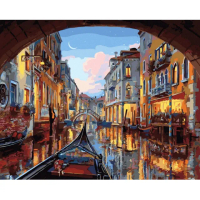 【ArtLife 藝術生活】DT081夜遊威尼斯40*50CM(數字油畫 DIY DIY數字油畫 交換禮物 畫畫玩具)