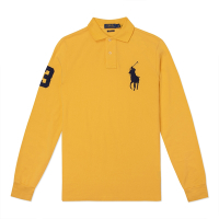 Polo Ralph Lauren RL 熱銷刺繡大馬長袖POLO衫(CUSTOM SLIM FIT)-黃色