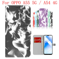 Sunjolly Case for OPPO A55 5G A54 4G Wallet Stand Flip PU Phone Case Cover coque capa OPPO A55 5G A54 4G Case Cover