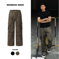💞free ship💞Quần túi Hộp Nam Nữ Đứng Form Vải Gió Tôn Dáng WOMANWAN Phong Cách Trung Quốc
