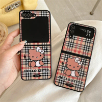 เคสโทรศัพท์ Hello Kitty ลายสก๊อต เข้ากันได้กับ Samsung Z พับ 5, Z Flip 5, Z Flip 4, Z พับ 4, Z Flip 