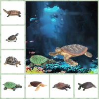 A Happy  Realistic Miniatures Marine Life Sea Turtle Model Ocean Animal Tortoise Figurines Aquarium 