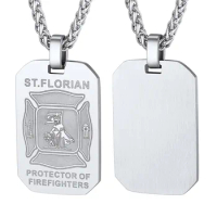 ChainsPro St.Florian Necklace Stainless Steel Patron Saint Talisman Protection Medical Dog Tag Necklaces for Fire Fighters CP966