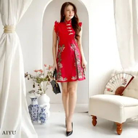 Evercloth Aiyu Dress Sincia Baju Imlek CNY Cheongsam Qipao Changsan Merah ECLAT Batik Modern GAUN AI