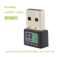 USB Wifi 600Mbps Adapter Wi Fi Adapter 5ghz Antenna USB Ethernet PC Wi-Fi Adapter Lan Wifi Dongle AC Wifi Receiver